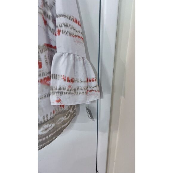 JM COLLECTION ORANGE TIE DYE BELL SLEEVE BLOUSE WOMENS SIZE 1X P1-295 - Picture 4 of 11